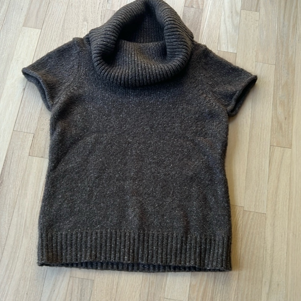 Chocolate tweed cap sleeve sweater